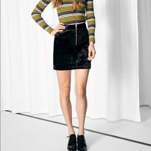 & Other Stories Black Velvet Mini Skirt
